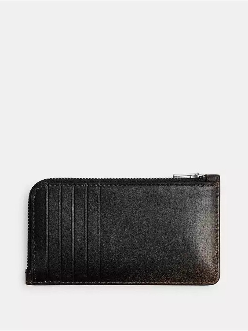 Coach New York Zip Card Case in Ruboff Glovetanned Loved Leather Black/Brown NWT - Picture 12 of 16